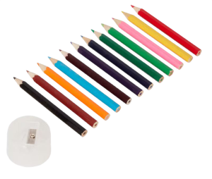 Mini kredki w tubie z temperówką 12 sztuk Mix