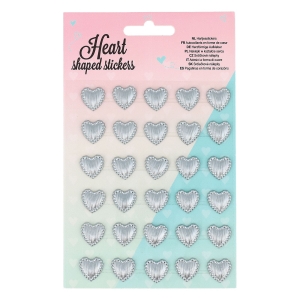 Naklejki w kształcie serca 30 szt. 1,5 cm srebrny