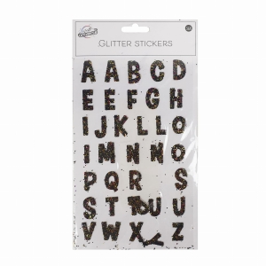 Naklejki Brokatowe Alfabet Literki 36 szt. Czarne