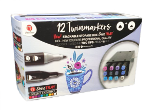 Markery Twin Brush 12 szt pędzelkowe alkoholowe niebieskie