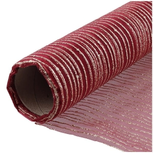 Tkanina dekoracyjna z brokatem 35 x 200 czerwona w paski