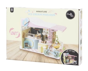 Zrób to sam Podpórka do książek miniaturowy domek z LED Lodziarnia