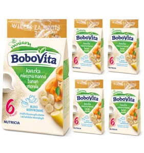 BoboVita Kaszka mleczna manna banan morela 5x330g 6+