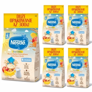 NESTLE Kaszka mleczno-ryżowa Jabłko Banan Morela po 9 miesiącu 5x300g