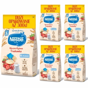 NESTLE Kaszka mleczno-ryżowa truskawka - po 6 miesiącu 5x 300g