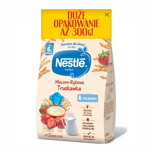 NESTLE Kaszka mleczno-ryżowa truskawka - po 6 miesiącu 10x 300g – zdjęcie 2