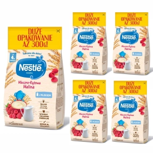 NESTLE Kaszka mleczno-ryżowa Malina - po 4 miesiącu 5x 300g