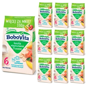 BoboVita Kaszka mleczna manna 3 owoce 10x 330g 6+