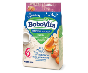 BoboVita Kaszka Smaczna kolacja mleczno-ryżowa 3 owoce 330g 6+