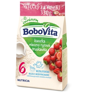 BoboVita Kaszka mleczno-ryżowa truskawka 330g 6+