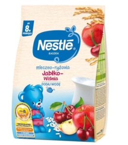NESTLE Kaszka mleczno-ryżowa Jabłko-Wiśnia  po 8 miesiącu 230g