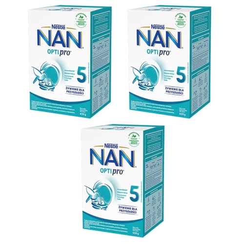 Nestle Nan Optipro 5 Mleko Modyfikowane Junior dla dzieci po 2 ,5 roku 3 x 650 g