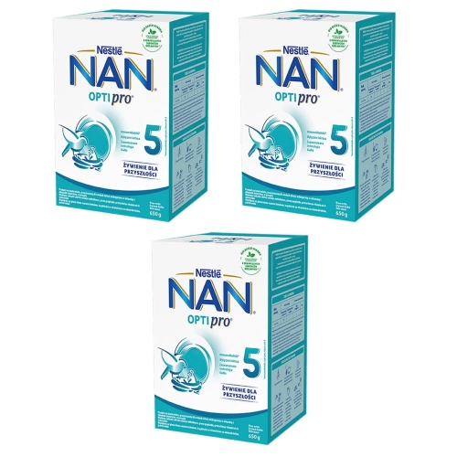 Nestle Nan Optipro 5 Mleko Modyfikowane Junior dla dzieci po 2 ,5 roku 3 x 650 g