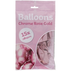 Balony chromowane różowe 15 szt.