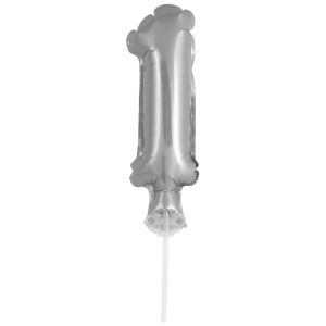 Balon foliowy z patyczkiem 36 cm Srebrna Cyfra 1
