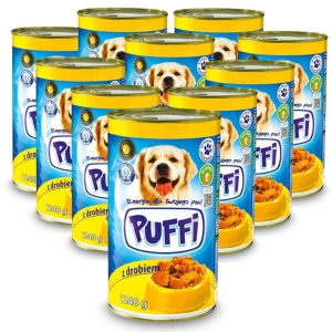 Karma mokra dla psa PUFFI z drobiem puszka 10x1240g