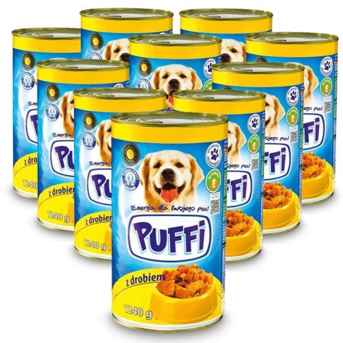 Karma da psa PUFFI z drobiem puszka 1240g x  10 szt.jpg