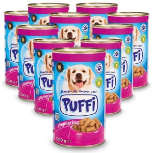 Karma mokra dla psa PUFFI z jagnięciną puszka 10x1240g