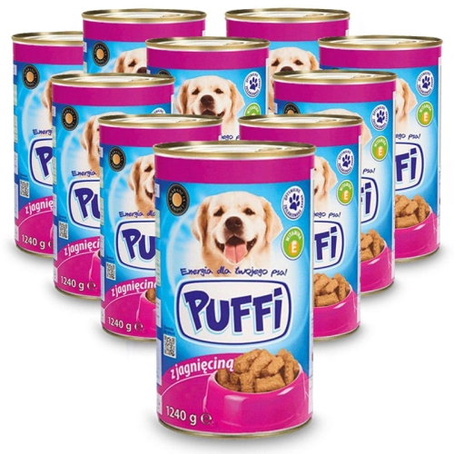 Karma mokra dla psa PUFFI z jagnięciną puszka 10x1240g