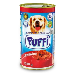 Karma mokra dla psa PUFFI z wołowiną puszka 1240g 