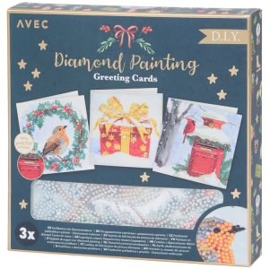 Kartki świąteczne malowane diamentami Avec 3-pak 18 x 18 cm Niebieska