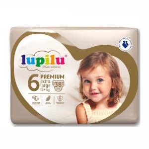 LUPILU Pieluchy PREMIUM 6 Ekstra Large 15+ kg 38 szt. Złote