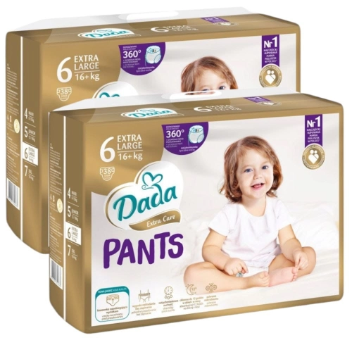 Dada Extra Care pieluchomajtki PANTS 6 Extra Large 16+ kg 2 x 38 szt.  złote 76 sztuk  NEW