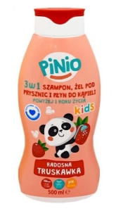 Pinio 3w1 Szampon Żel Płyn do kąpieli truskawka 500ml  NEW