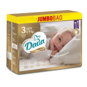 Dada Pieluchy jednorazowe Extra Care JUMBO 3 MIDI  4‑9 kg 96 szt.