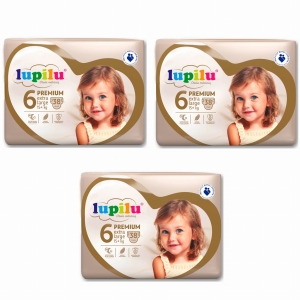 LUPILU Pieluchy PREMIUM 6 Ekstra Large 15+ kg 3 x 38 szt. Złote