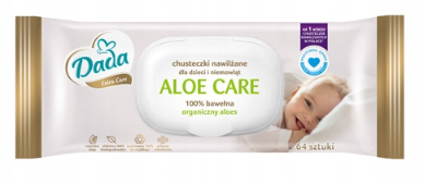Chusteczki nawilżane Dada Extra Care Aloe Care organiczny aloes 64 szt.