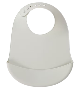 Silikonowy śliniak z regulowanym zapięciem szary