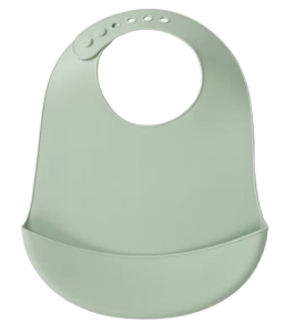 Silikonowy śliniak z regulowanym zapięciem zielony