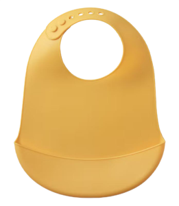 Silikonowy śliniak z regulowanym zapięciem żółty