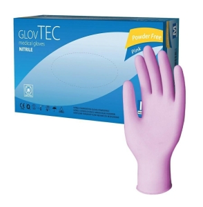 Rękawice diagnostyczne medyczne nitrylowe  GLOVTEC różowe rozmiar XS 100 szt.