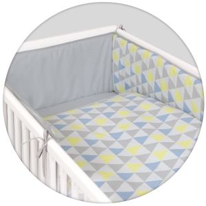 Pościel drukowana 3-elementowa 100x35 Trójkąty niebiesko-żółte Lux Ceba WYPRZEDAŻ!