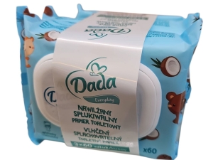 Nawilżany Spłukiwany papier toaletowy Dada 3x60 szt. kokosowy