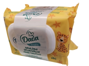 Nawilżany Spłukiwany papier toaletowy Dada 3x60 szt. rumiankowy