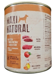 Maxi Natural Karma mokra dla psa Kaczka i wołowina z jabłkiem 800g 
