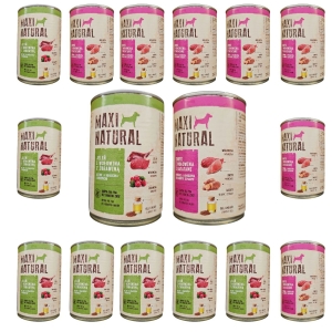 Maxi Natural Karma mokra dla psa MIX smaków Jeleń wołowina Indyk wołowina 16 x 400g NEW