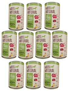 Maxi Natural Karma mokra dla psa Jeleń i wołowina z żurawiną 10x 400g