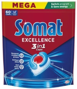 Somat Excellence Tabletki kapsułki do mycia do zmywarki 3 in 1 60 szt.