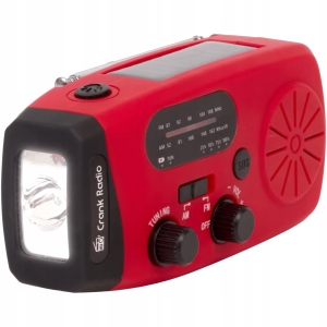 Radio awaryjne SOLAR z prądnicą na korbkę + powerbank 4000mAh + lampka