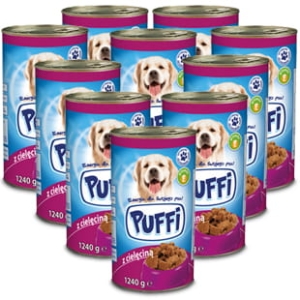 Karma mokra dla psa PUFFI z cielęciną puszka 1240g  10x