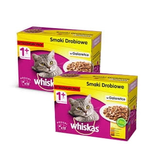 Mokra karma dla kota WHISKAS Smaki Drobiowe w Galaretce 12x100 2x.jpg