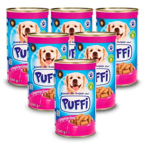 Karma mokra dla psa PUFFI z jagnięciną puszka 6x1240g